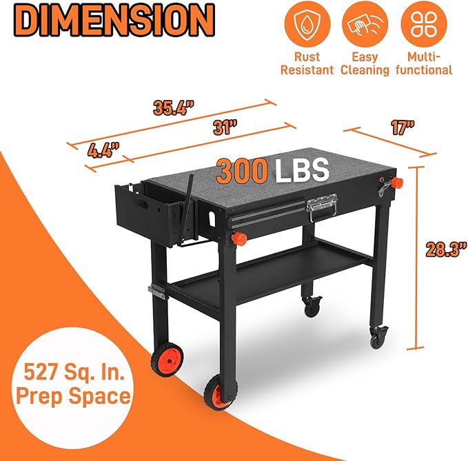 EUTRKei Outdoor Grill Table Cart &Griddle Cover - Blackstone Griddle Stand with 4 Wheels, Tool Holder & Paper Towel Holder - Compatible with 17"/22" Blackstone, Blackstone 22 Inch Griddle Cover