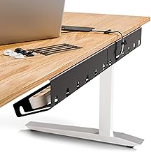 PAMO Cable Management Under Desk for Easy mounting Under-Table I Set of 2 - with 10X Cable Ties I Desk Organizer for Office/Home Office Table Thoughtful Cable Tray Holder