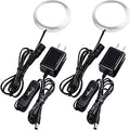 Single Under Cabinet LED Puck Light, Curio Display Case Shelf Counter Accent Lighting, 120V Electric Wired Wall Plug in, On Off Switch, Black Cords, 2 Packs, Daylight