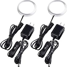 Single Under Cabinet LED Puck Light, Curio Display Case Shelf Counter Accent Lighting, 120V Electric Wired Wall Plug in, On Off Switch, Black Cords, 2 Packs, Daylight