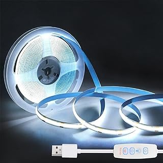ZSLAIFU COB LED Strip Lights White 3.28ft, 5V Dimmable LED Light Strip, Flexible USB Light Strip for Cabinet, TV Backlighting, Bedroom, Kitchen, Home DIY Lighting