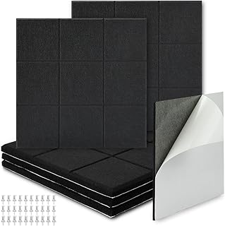 BXI Felt Bulletin Board - 12 X 12 X 0.4 Inches 6 Pcs Self-Adhesive Poster Cork Board with 30 Push Pins, Thick Pin Tiles Display Vision Board, Photo Picture Panels for Home Office Classroom Walls