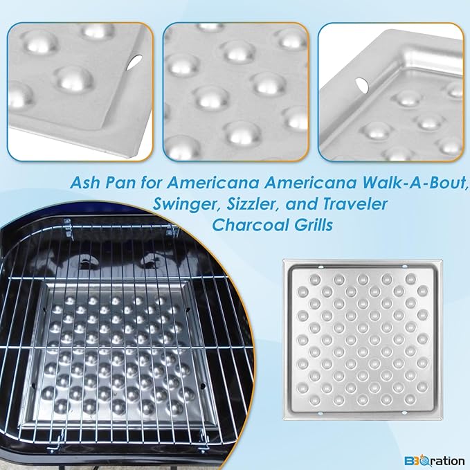 Replacement Parts for Americana 3000-4000 Series Charcoal Grill Walk-A-Bout, Swinger, Sizzler and Traveler Series Grill Parts, Cooking Grate and 1040.8.001 Ash Pan