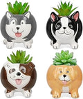 BUYMAX Animal Succulent Plant Pots, Mini Doggy Shape Succulent Planter Handmade Ceramic Plant Pot - Cute Dog Planter for Plants Flower Cactus, Home Decoration Gift - 4 Pack