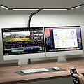 ONEMIX 42" LED Desk Lamp with Clamp, Architect Desk Light with Remote, Adjustable 4-Segment Bar, 1800LM Bright, Eye-Caring Desk Lamp for Home Office, Reading, Study, Dual Monitors, Workbench(Black)