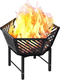 22.5 Inch Portable Hexagon Fire Pit with Travel Bag — Heightened Smokeless Design Outdoor Wood Burning Fire Pit for Camping, Backyard, Patio, Bonfire, Picnic and BBQ, Diagonal Hollow Style