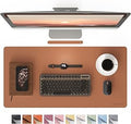 RENMTURE PU Mouse Pad, Faux Leather Large Desk Pad, Home Work Office Accessories, Non-Slip Desk Mat, Waterproof Gaming Pad Desk Blotter (32"x16", Brown)