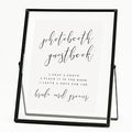 Calculs Wedding Guest Book Inspo Glass Picture Floating Frames Black Sign Holder, 8x10in Menu/Card Display Stand for Party Guestbook Table Decoration