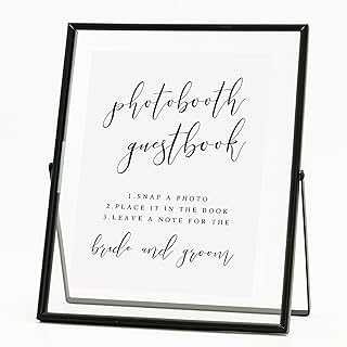 Calculs Wedding Guest Book Inspo Glass Picture Floating Frames Black Sign Holder, 8x10in Menu/Card Display Stand for Party Guestbook Table Decoration