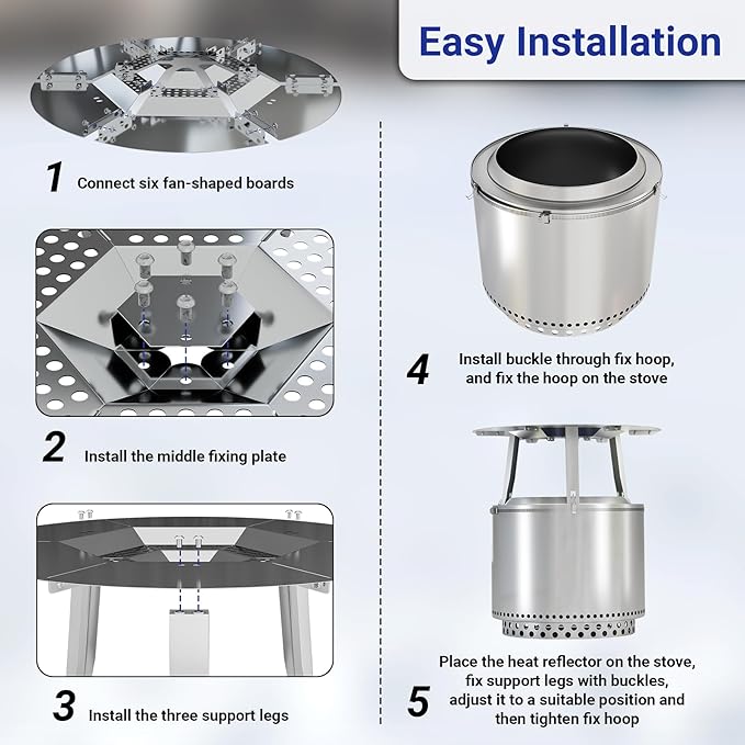 Heat Deflector Fit for Solo Stove Yukon 27”, 304 Stainless Steel Heat Diffuser for Yukon Fire Pit with Grill Gloves & Fix Hoop, Capture and Redirect Warmth, Camping Accessory