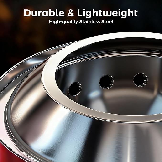 BALI OUTDOORS 6.5 inch Tabletop Fire Pit Round, Stainless Steel Table Top Firepit Small, Outdoor Smokeless Firepit Portable, Red