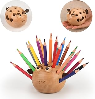 Damuzhi Pen Holder For Desk Pencil Holder Wooden Pufferfish- Funny Small Gifts For Kids, Unique Gifts For White Elephant Gift Steacher Gifts