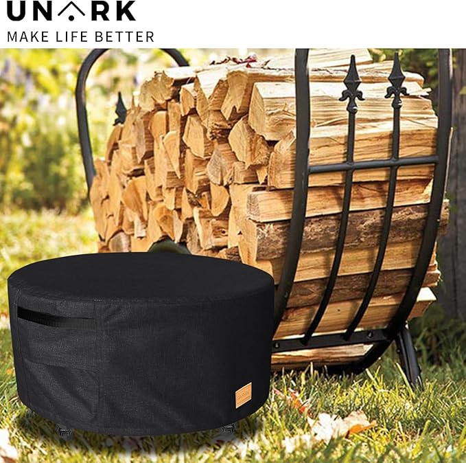 Round Fire Pit Cover for Surround Shelter Large Fire Pit Surround Tabletop Protective Cover for fire pit Surround Dims (HxDia): 21 x 54 in, Black
