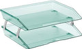 Acrimet Facility 2 Tier Letter Tray, Side Load, Letter Size/A4, Desktop File Organizer, Plastic (Clear Green Color)