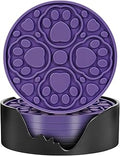 6 Pack Purple Silicone Drink Coasters with Holder, 4 Inch Non-Slip Heat-Resistant Round Cup Mats, Decorative Waterproof Coasters for Tabletop, Office Desk, Bar & Coffee Table, Dishwasher Safe