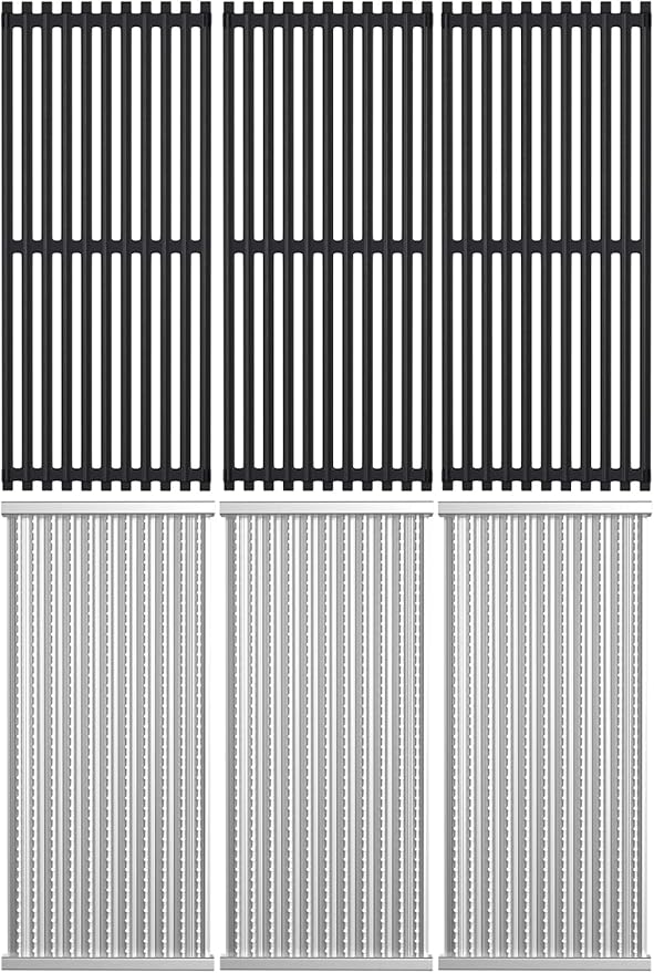 17" Cooking Grid Grates and Emitter Plates Replacement Parts for Charbroil Commercial Infrared 3 Burner 463242516 463242515 466242515 466242615 463243016 463367516 G466-2400-W1 G474-0017-W2,Cast Iron