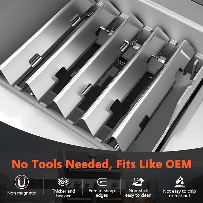 SUS304 Stainless Steel Grill Parts for Weber Spirit 2 300 Series, 15.3" Flavorizer Bars for Weber Spirit II E310, Spirit E310 330 Grills with Front Control, GS4 Replacement Parts for Weber Spirit 7636