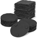 24 Pieces Slate Drink Coasters, 4 Inch Black Coasters Stone Coaster Set, Laser Engraving Blanks with Anti-Scratch Bottom for Home Office Kitchen Apartment Bar Christmas, Square & Round