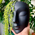 Face Planter, Wall-Mountable Vertical Planter with Drainage Hole, 6x5.25x3.5 inches, Concrete, Black, Modern Style, Indoor, 1 Piece, Gift for Plant Lovers