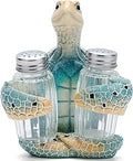 Hodao Sea Turtle With Salt and Pepper Shaker Figurines Decorations Set with Holder Figurine for Beach Bar or Tropical Kitchen Decor Table Decorations For Home Gifts (Turtle)