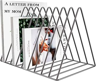 Files Folder Stand Desktop File Organizer, Vinyl Records Holder Book Shelf Magazine Rack, 9 Slot File Sorter Eye-catching Decoration for Indoor Office Home, Photograph Props (Diamond Black)