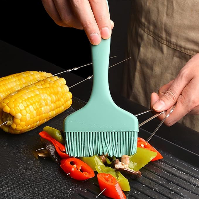 Basting Brush Silicone Pastry Baking Brushes Large Grill BBQ Sauce Marinade Meat Glazing Oil Brush Heat Resistant, Kitchen Cooking Baste Pastries Cakes Desserts, Dishwasher Safe 2Pack (2)