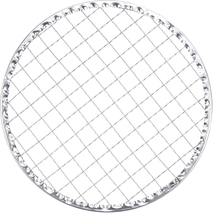 HARFINGTON 10pcs Round BBQ Grill Net 6.5" Dia Galvanized Iron Barbecue Mesh Mat for Baking Smoking Charcoal Grilling Roasting