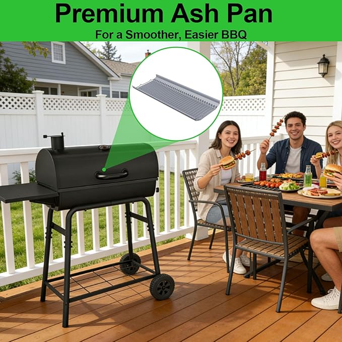 26 Inch Ash Pan Replacement Parts for Nexgrill ‎810-0029C Charcoal Grills, Heavy Duty Steel Gray Coating Ash Pan/Drip Pan for Nexgrill Charcoal 29inch Grills 810-0029C, 26" Drip Pan