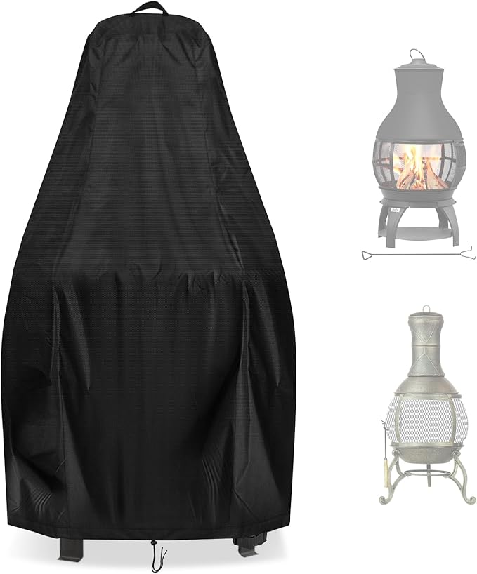 Chiminea Cover for BALI OUTDOORS, Waterproof Outdoor Steel Fireplace Fire Pit Cover-18"D x 36"H