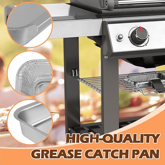 93305 Grease Catch Pan for Weber Genesis II & Spirit Grill Drip Pan with 10 Pack 6415 Foil Grease Tray Liners for Weber Genesis II e-310/315/330/335 & Spirit e-210/220/310/320/330#83156