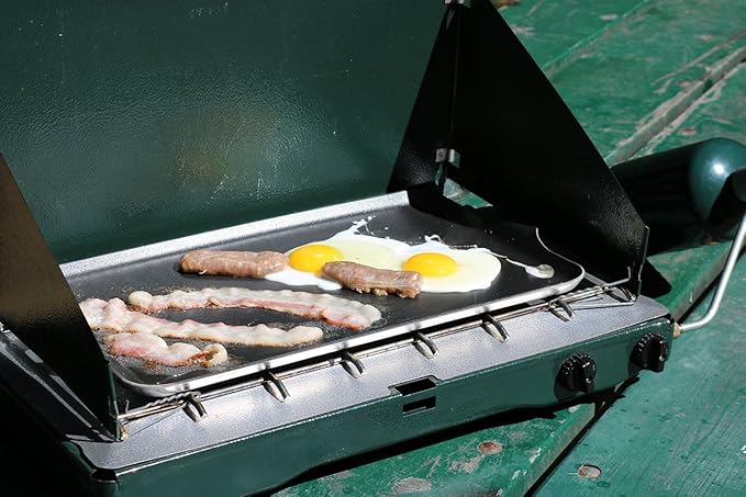 Coghlan's Camp Griddle, Lightweight Aluminum, 17.5 x 10 Size, Non-Stick Ceramic Coating Cooking Surface for Two Burner Stoves, Ideal for Camping and Outdoor Cooking