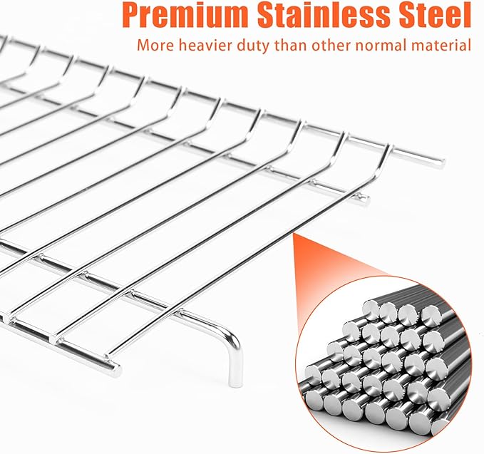 Uniflasy Grill Warming Rack for Nexgrill 720-0864 720-0864RA, Stainless Steel Top Rack for Nexgrill Deluxe 2 Burner Replacement Parts, 16.8" x 7.2"