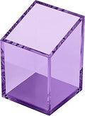 OfficeGoods Acrylic Pen & Pencil Holder - Modern Trapezoid Design - Beautiful Desk Organizer for Home or Office - Contrasting Metal Base - 3" Square w/ 3.5" Front & 4.5" Back - Purple