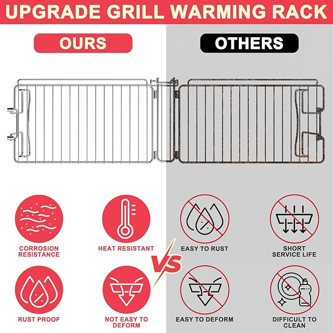 DcYourHome Griddle Warming Rack Compatible with 28" Blackstone Griddles (Not for Pro-Series）Adjustable Stainless Steel Rack for Blackstone Griddle Stand 28 Inch Accessories,One-Step Clip On Attachment
