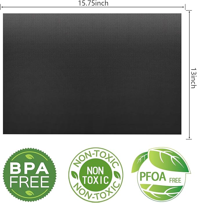 RENOOK Set of 12 (6 Black+6 Copper) Grill Mats for Outdoor Grill, BBQ Grilling Mat for Gas Grill, Non-Stick Cooking Sheets, Oven Liners, 15.75 X 13 Inch
