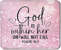 Pink Christian Mouse Pad, God is Within Her She Will Not Fall Bible Verse Mouse Pad for Wireless Mouse Computers Laptop Pink Desk Accessories, Christian Gifts for Women, 9.5x7.9 Inch