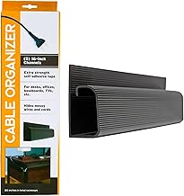 Simple Cord 5 Pack of 16-Inch J Channel Cable Management Under Desk - Easy to Install Adhesive Mount Cord Organizer for Desk, Home Office, No-Drill Wall Cable Organizer (Black)