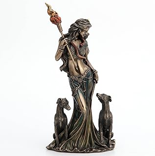 Veronese Design 9 1/4 Inch Tall Hecate Greek Goddess of Magic with Her Hounds Cold Cast Bronzed Resin Sculpture Fantasy Figurine Home Decor Collectible