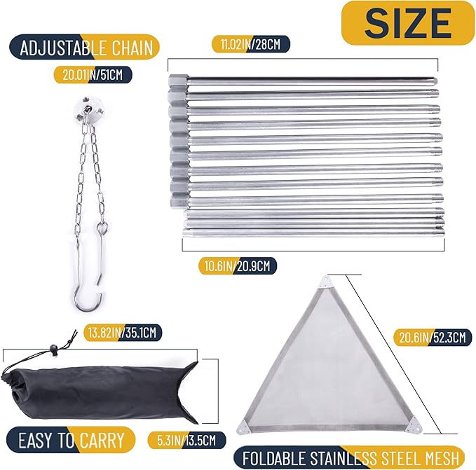 Portable Outdoor Fire Pit Camping Oven Tripod - New Upgraded Campfire Pit Collapsible Foldable Mesh Fire Pits Fireplace for Camping, Campfire, Patio, Backyard and Garden - Storage Bag Included