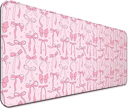 Pretty Bow Girly Gaming Desk Mat, Computer Keyboard Large Extended Long Mouse Pad for Office and Home, XL (W24)
