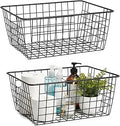 Metal Black Large Wire Basket Food Storage Organizer,pantry organizers and storage for Organizing Kitchen Cabinets potato onion, 2 Pack