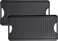 GasSaf Cast Iron Reversible Griddle With Handles, 20 Inch x 10.5 Inch Big Grill Pan For Stovetop