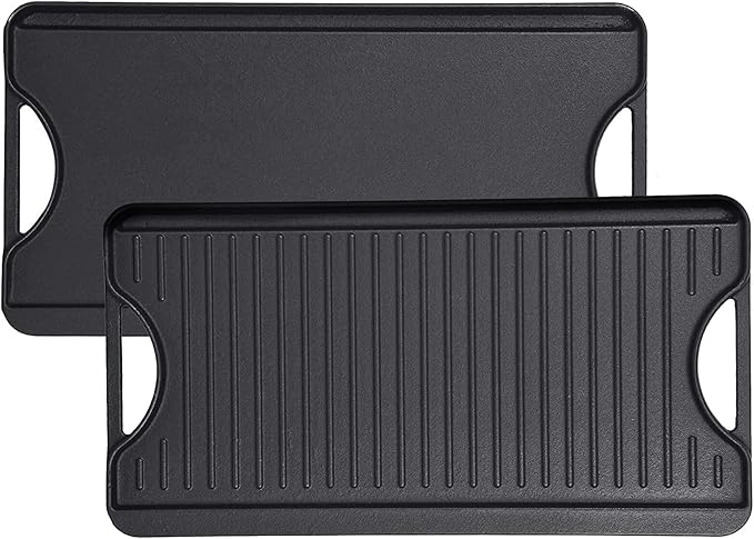 GasSaf Cast Iron Reversible Griddle With Handles, 20 Inch x 10.5 Inch Big Grill Pan For Stovetop
