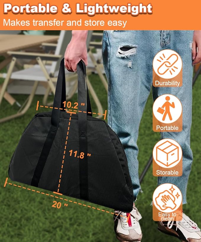 Mondazie Outdoor Fire Pit — 17 Inch Portable with Storage Bag for Camping, Patio Heating, Picnic and BBQ, Trapezoid Diagonal Hollow, Black