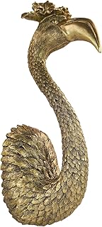 GUSFREUD Vintage Animal Head Wall Decor - 13" Resin Flamingo Wall Art For Home Decor, Gold Bird Wall Sculptures for Living Room, Bedroom, Kitchen, Unique Gift Idea