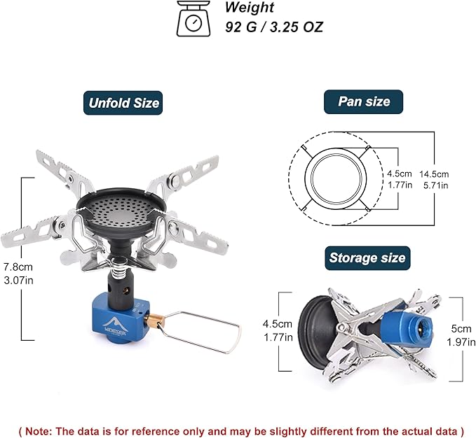 Widesea Camping Burner Stove 3300W Outdoor Gas Stove Small Backpacking Stoves Portable Bottletop Backpacking Stove Portable Tourist Survival Bushcraft Kitchen