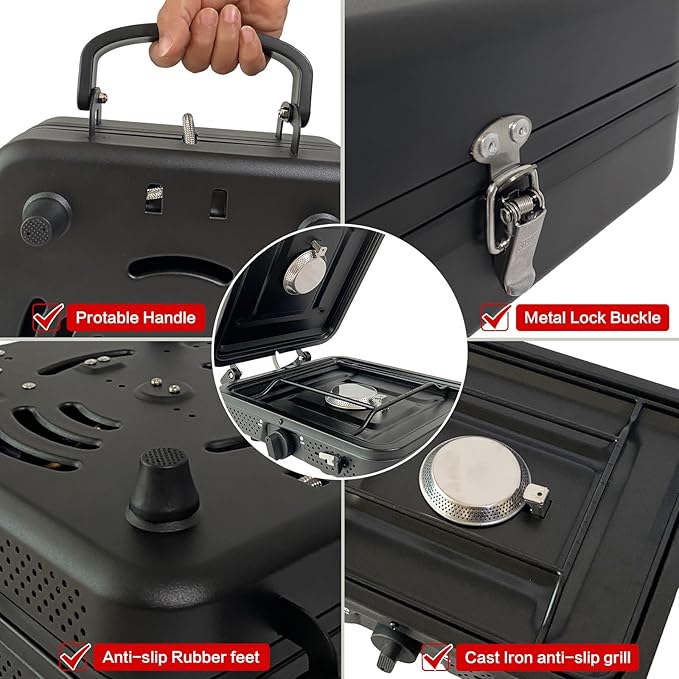 2 Burner Camping Stove,Portable Camp Stove with 17,000 BTU Adjustable Burners and Carrying Bag,Folding Camping Stove for Outdoor Cooking Backpacking BBQ Grill