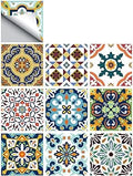 25 PCS Moroccan Style Tile Sticker, 4x4 Inch(10x10cm) Traditional DIY Murals, Tile Waterproof Oil Proof Removable Decals for Bathroom & Kitchen Backsplash