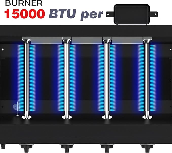 BBQCuker 4-Burner Propane Gas Griddle, 60,000 BTU Flat Top Grill with Removable Side Tables, Bottom Tray and Foldable Legs, 766 sq. in. Cooking Area, Portable Outdoor Griddle for Camping, BBQ (BLACK)