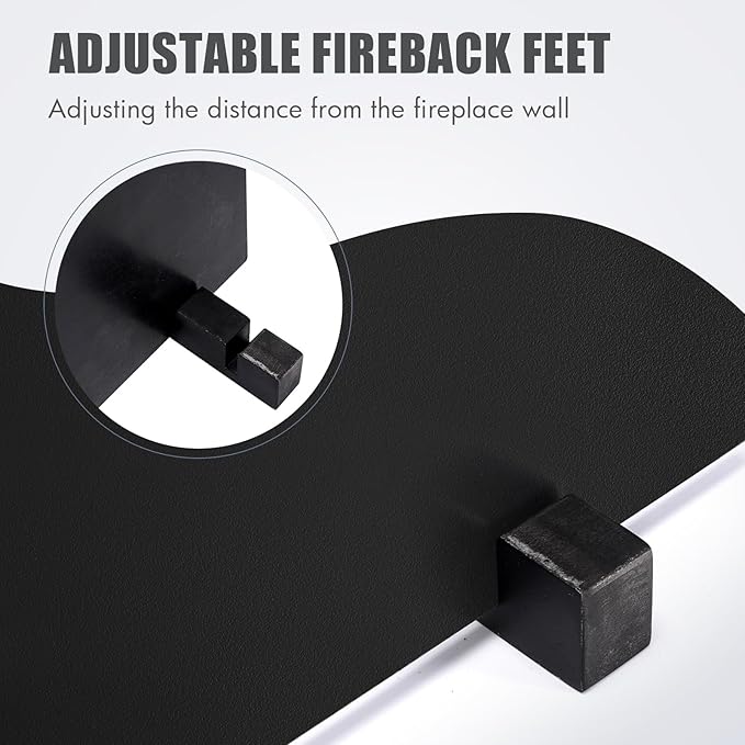 INNO STAGE 26" Fireplace Back Plates - Iron Fireback with Feet, Fireplace Wall Protection, Fireplace Heat Reflect, Black